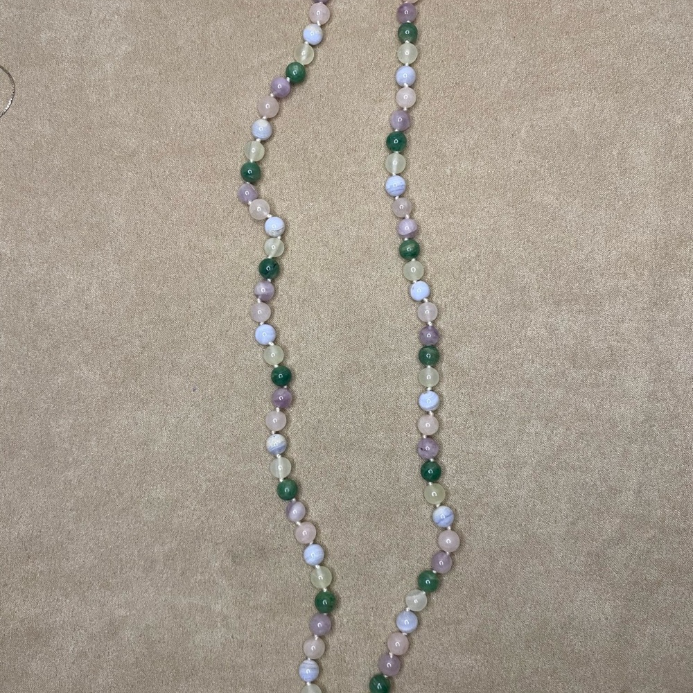 Source Unknown Pastel Beaded Necklace with Green and Lilac Accents